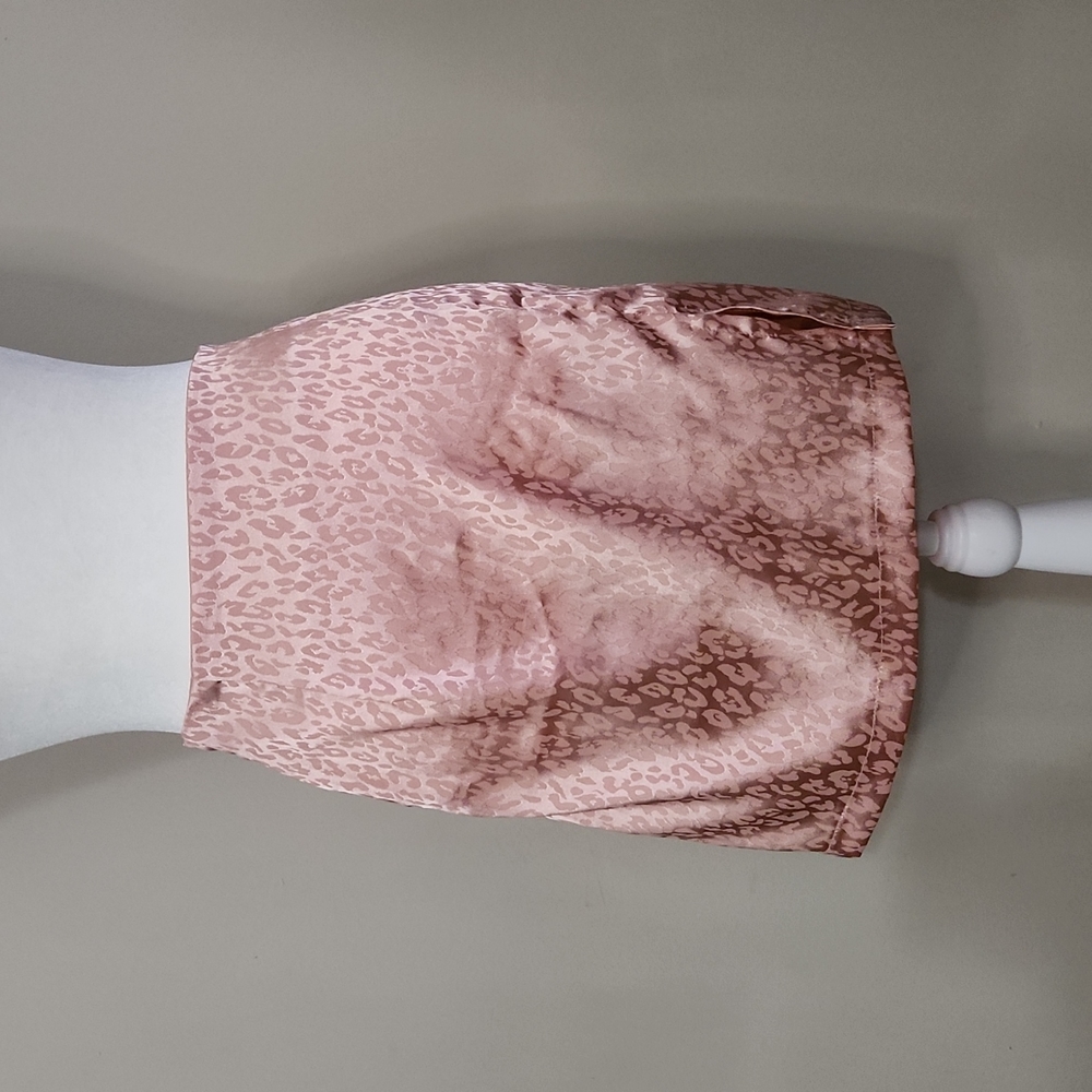 J.Inc Satin Cheetah Print Pink Mini Skirt